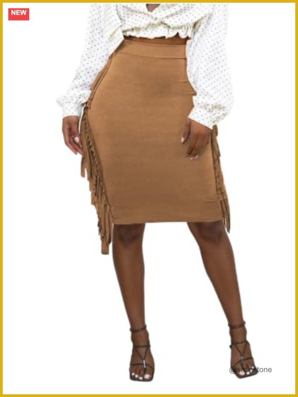 High Waist Tassel Fringe Bodycon Pencil Skirt Knee Length